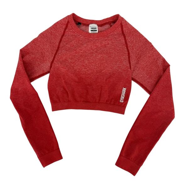Gymshark Adapt Ombre Long Sleeve Crop Top Raspberry Marl S - Picture 1 of 6